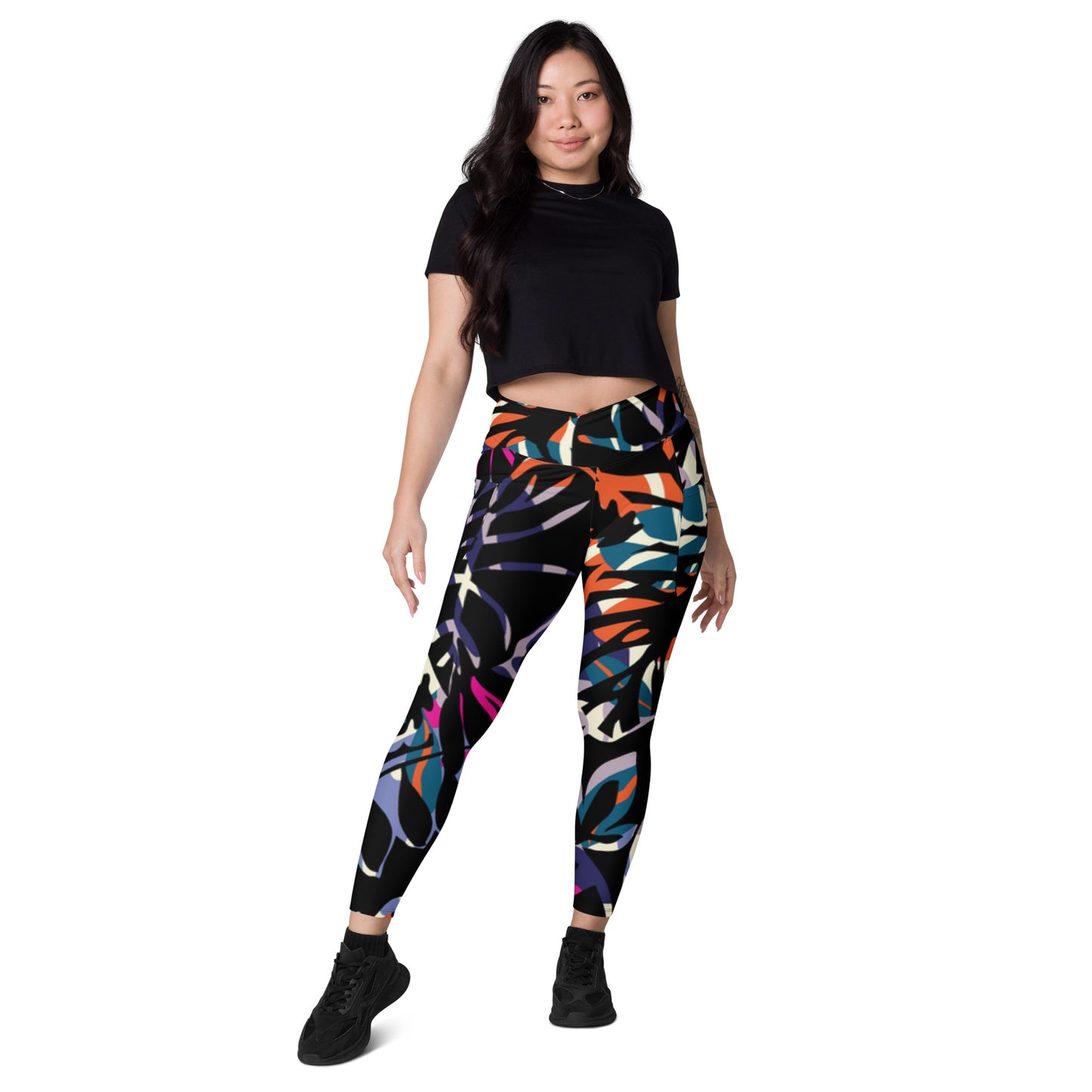 Ferenchella Crossover Leggings With Pockets/Design