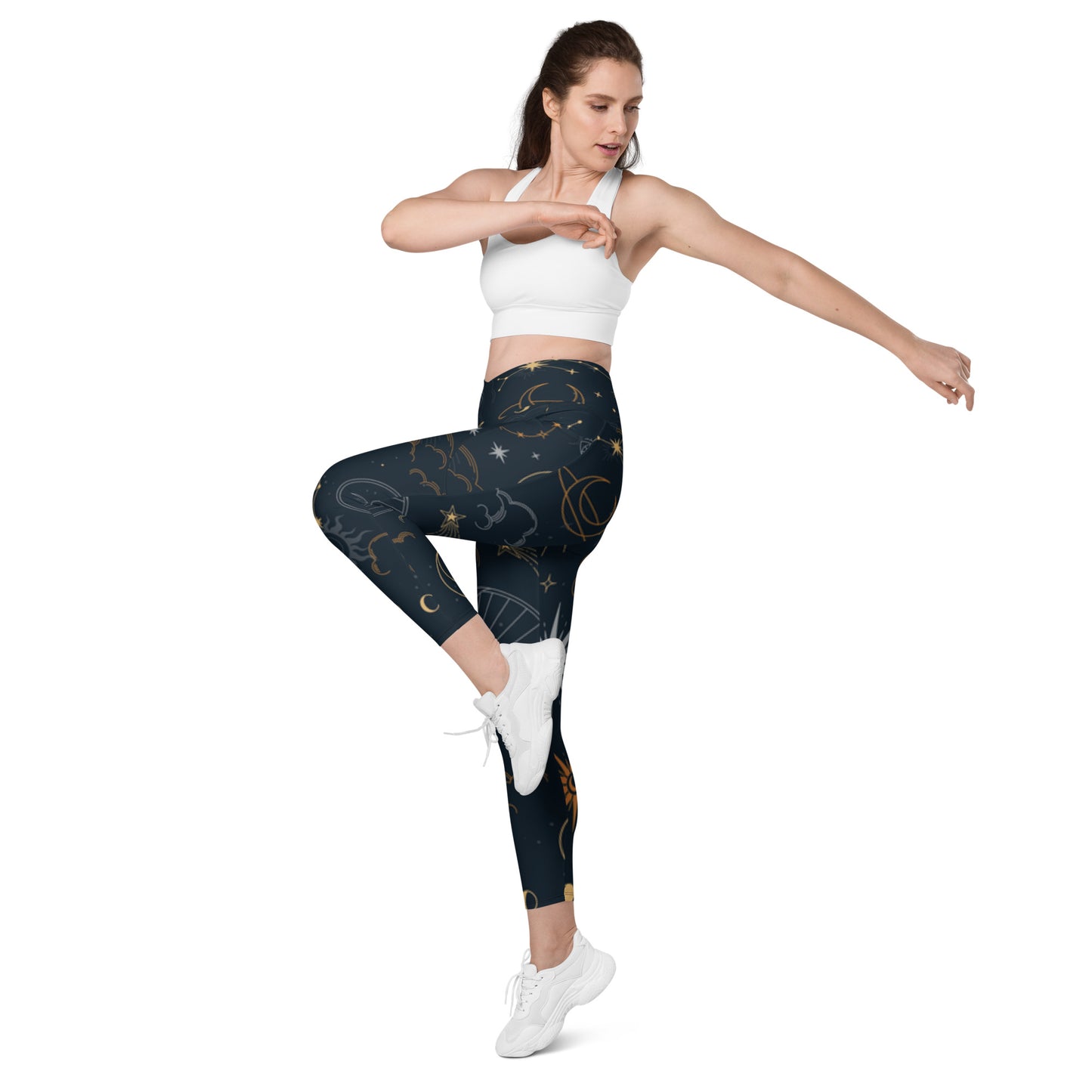 Ferenchella Crossover Leggings With Pockets/Design