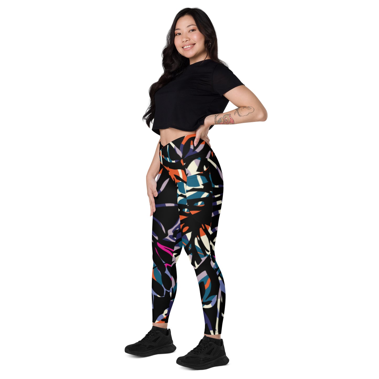 Ferenchella Crossover Leggings With Pockets/Design