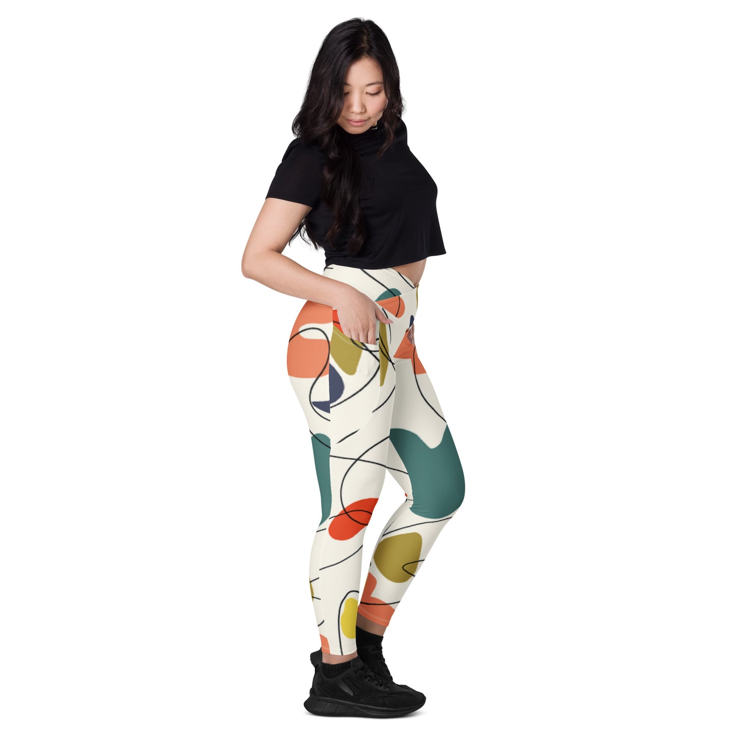 Ferenchella Fashion Print Leggings With Pockets