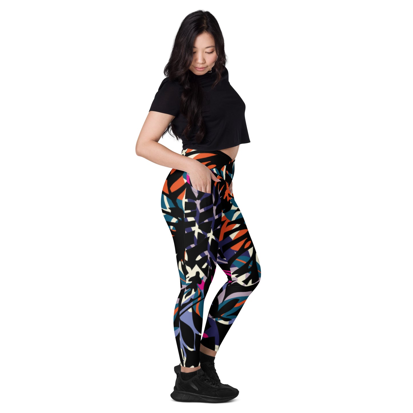 Ferenchella Crossover Leggings With Pockets/Design