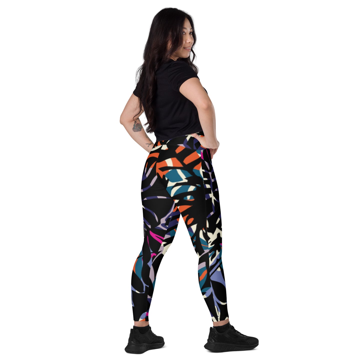 Ferenchella Crossover Leggings With Pockets/Design