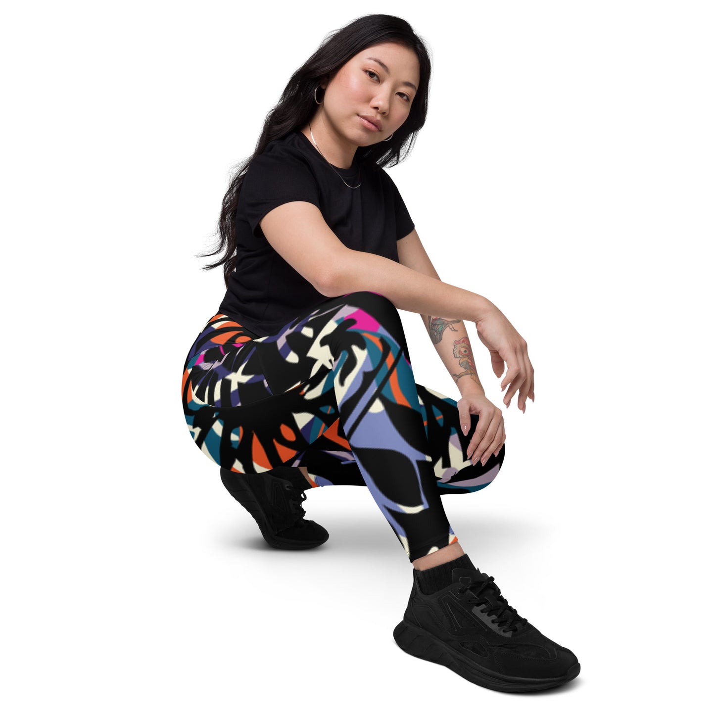 Ferenchella Crossover Leggings With Pockets/Design