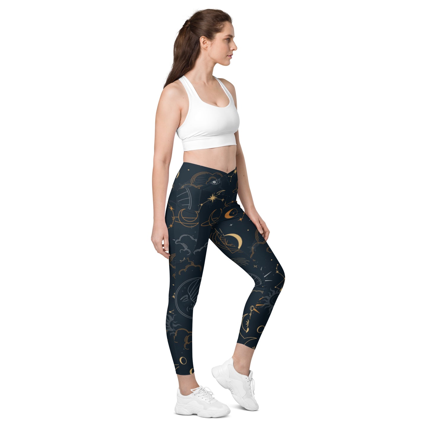 Ferenchella Crossover Leggings With Pockets/Design